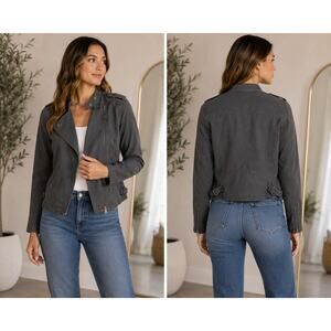 MOD Gray Moto Jacket Women’s Size Small Asymmetrical Zip Utility Style